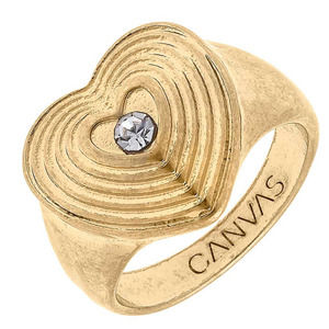 Heart Ring Worn Gold Size 8